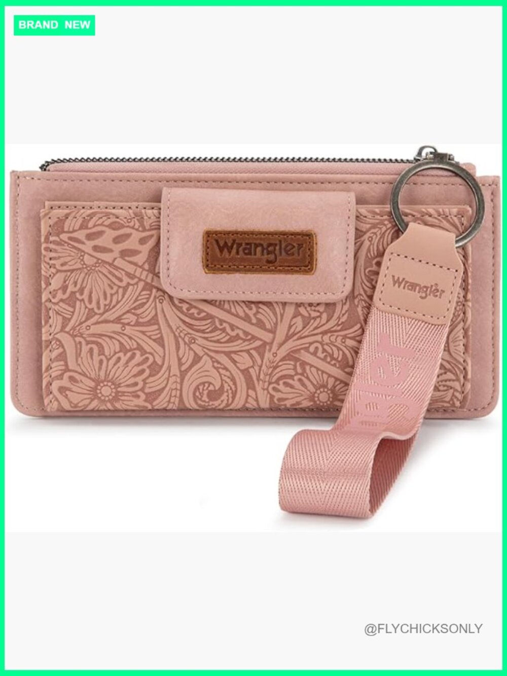 Faux Leather Wristlet Wallet with RFID Blocking, 10 Card Slots, Zipper Pocket